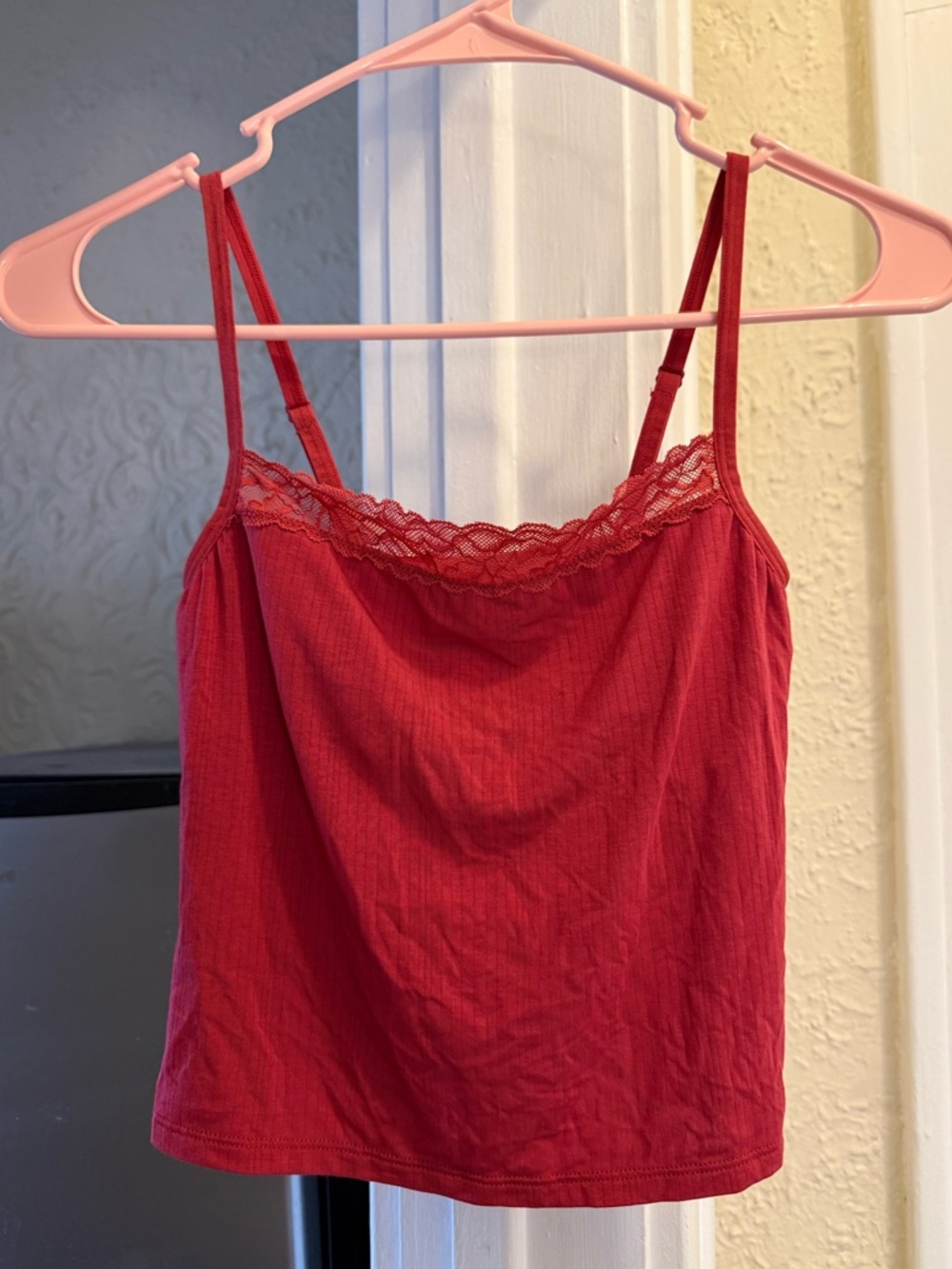 auden Lace-Trim Red Cami Tank Top